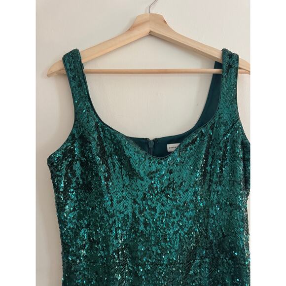 DRESS THE POPULATION Sloane Green Sequin Midi Dress Size Large - Picture 3 of 8